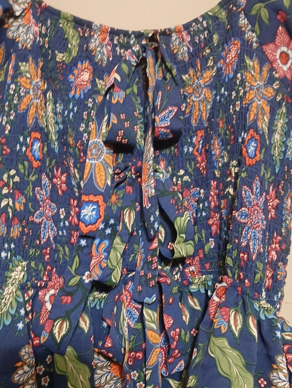 Simply Southern Navy Blue Floral Tiered Maxi Dress with Puff Sleeves - Picture 4 of 7